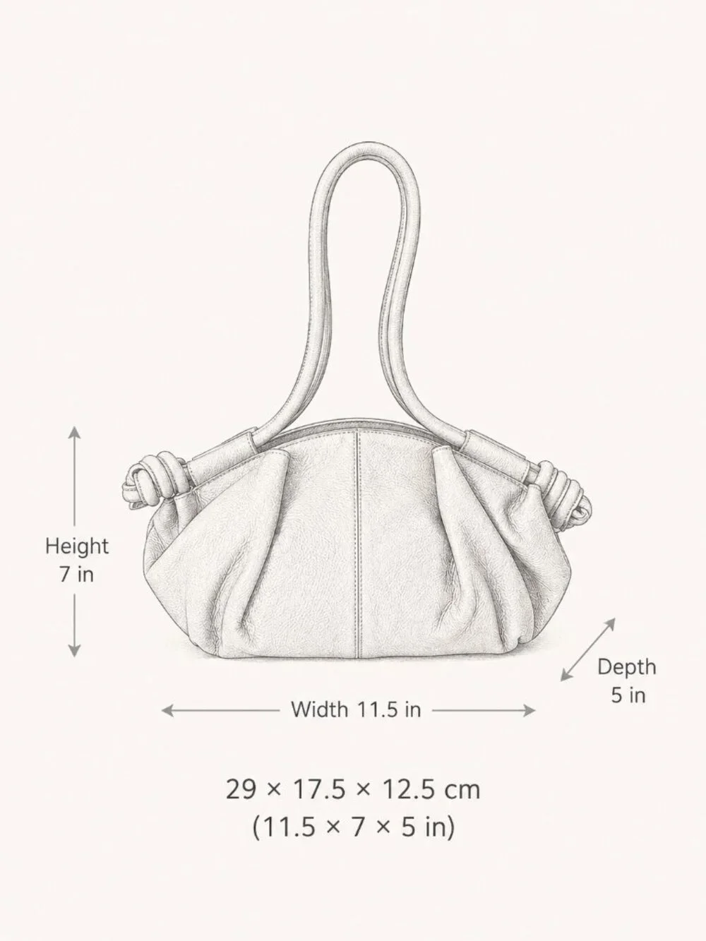 Taupe Italian Leather Shoulder & Crossbody Bag, Soft Gathered Leather Handbag